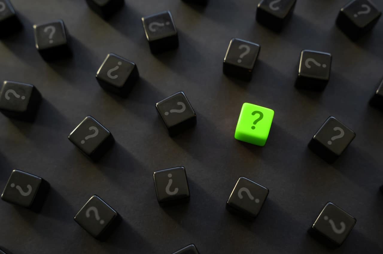 Highlighted question mark among others