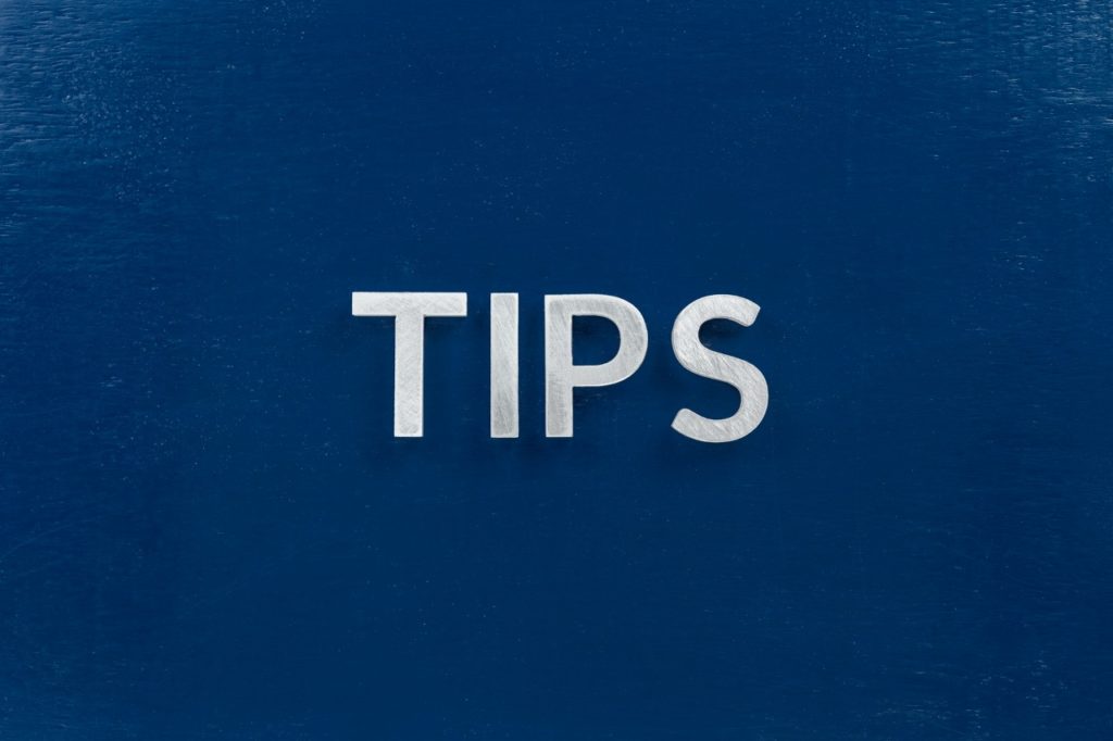 word tips on blue background