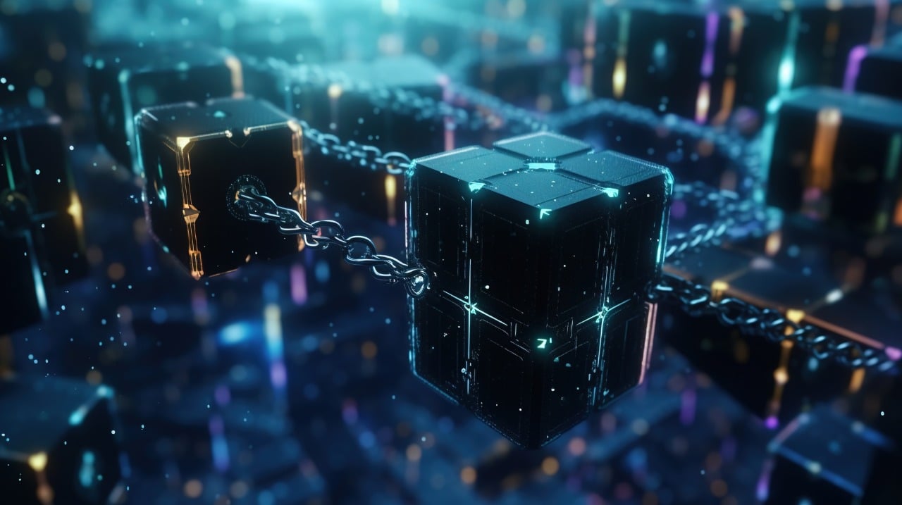 3d rendering of blockchain technology