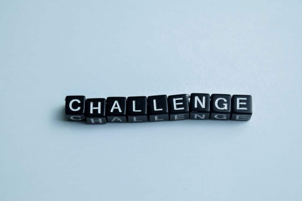 Challenge written on wooden blocks