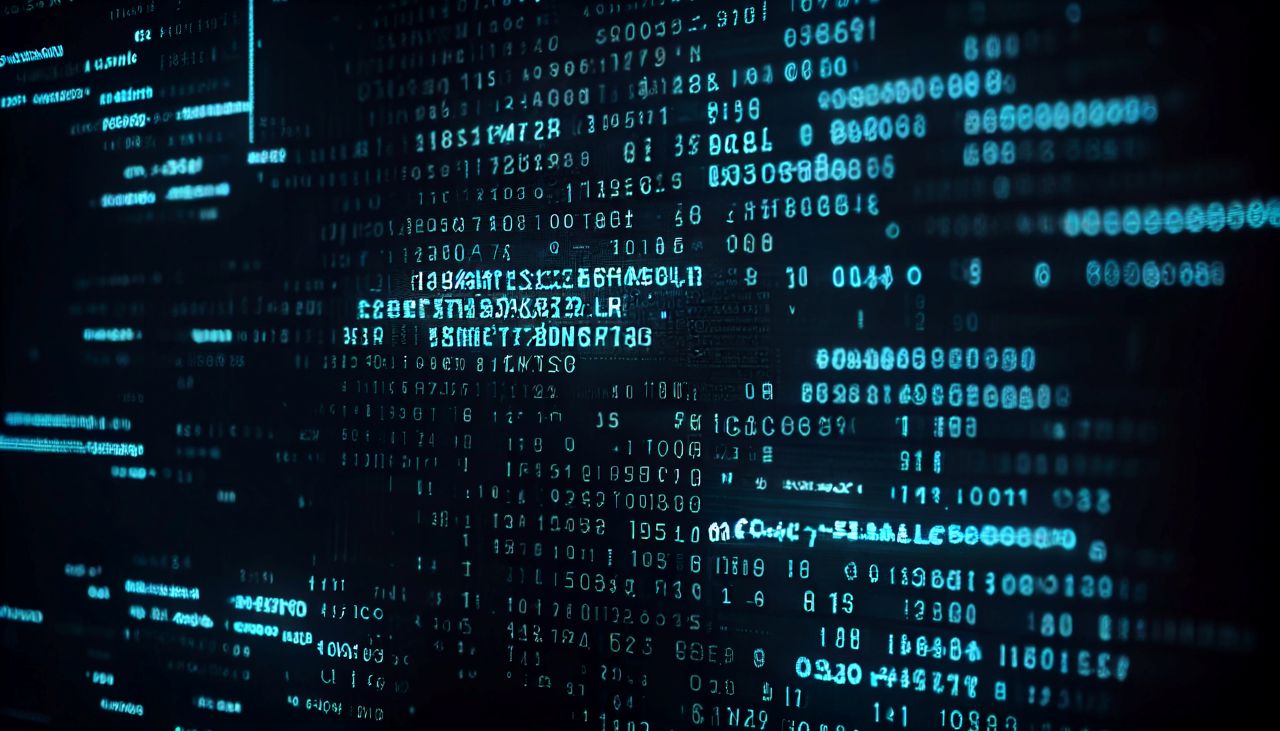 Abstract blue binary code on computer screen