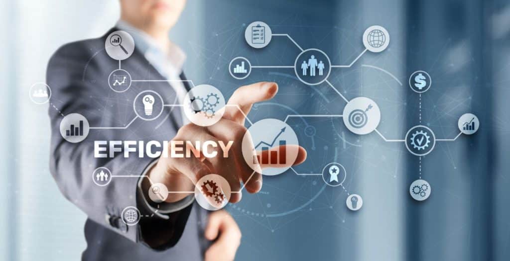 man presses the inscription on the virtual screen