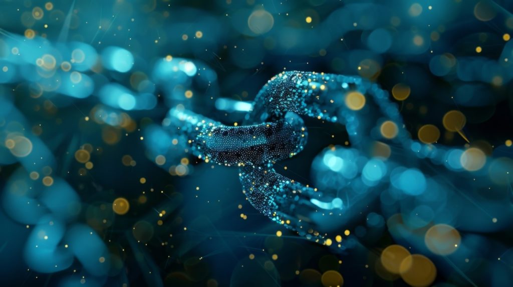 3D rendering of a data chain made up of blocks demonstrating the immutable and tamperproof nature of blockchain data