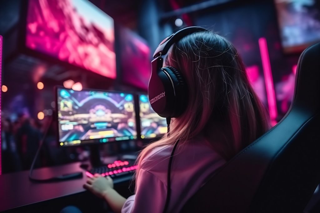 woman playing video game