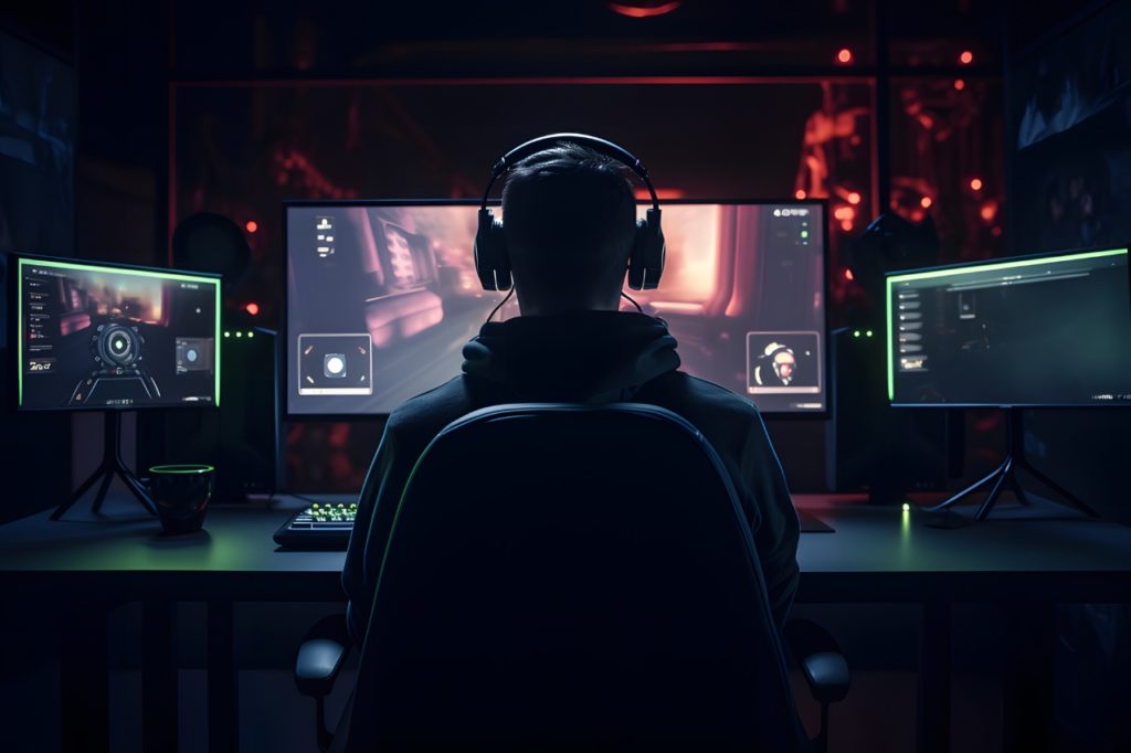 man sitting in front of a computer
