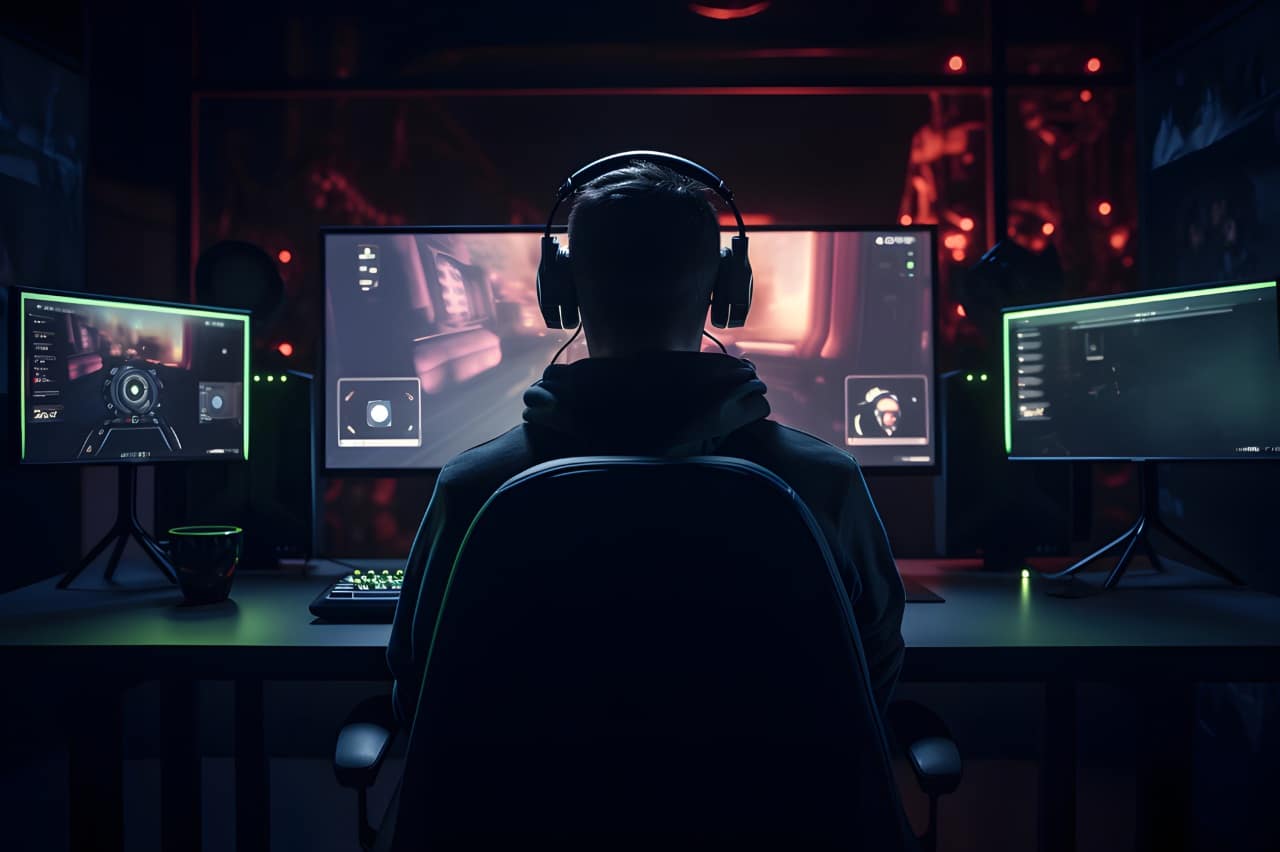 man sitting in front of a computer