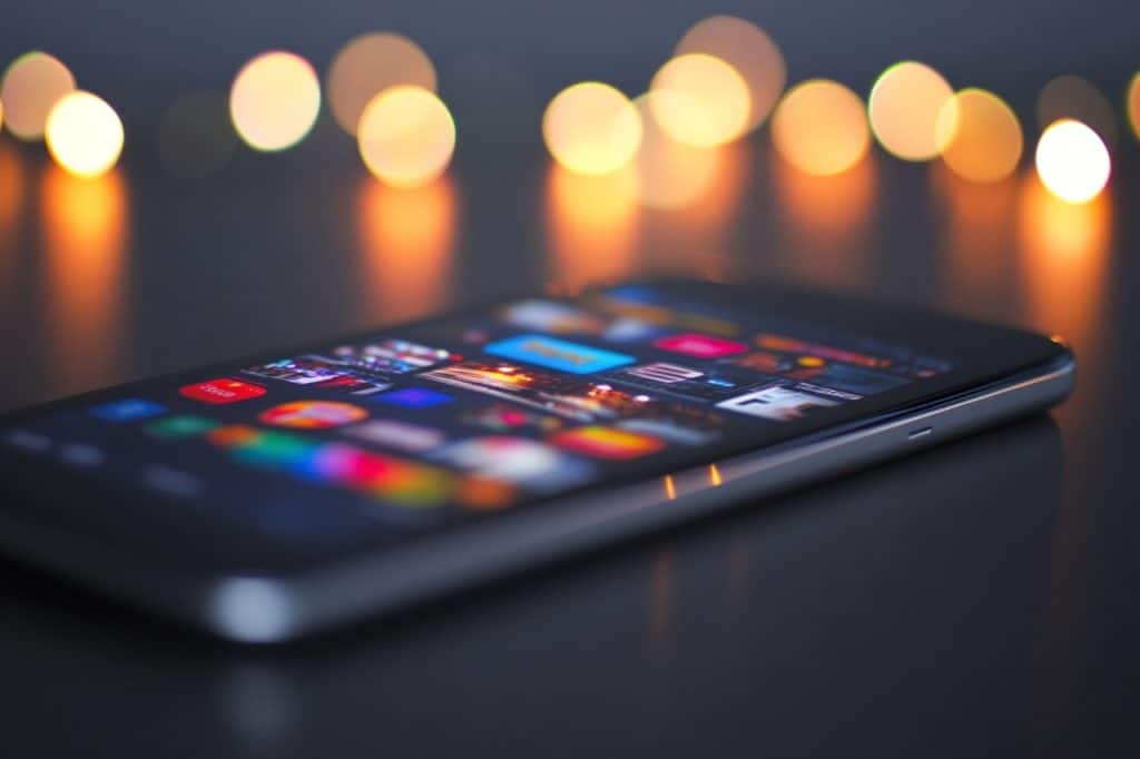 smartphone is sitting on a table